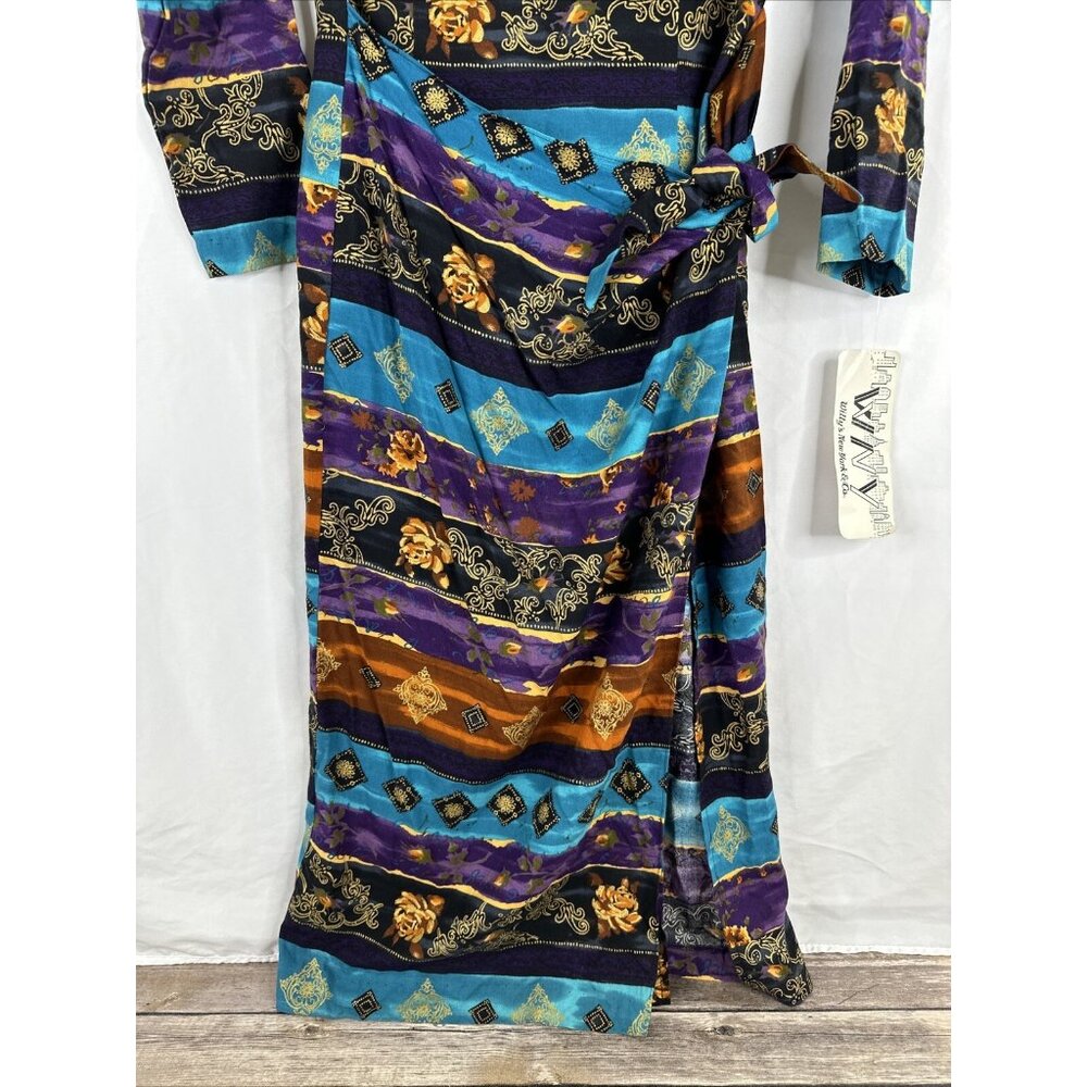 Vintage Wyllis New York & Co Maxi Dress Size 12 BOHO Side Slit DEADSTOCK New - Picture 3 of 16